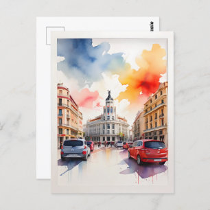 Madrid Aquarellkunst Postkarte