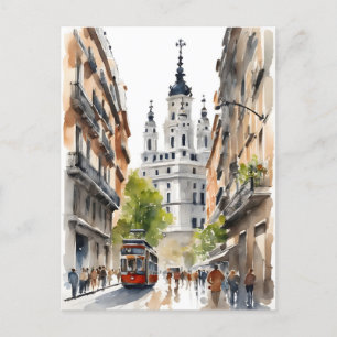 Madrid Aquarellkunst Postkarte