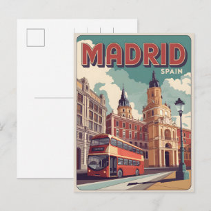 Madrid Bus Spanien Vintage Reisemitbringsel, Gesch Postkarte