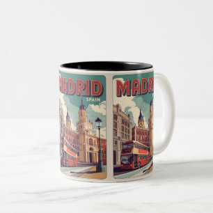Madrid Bus Spanien Vintage Reisemitbringsel, Gesch Zweifarbige Tasse