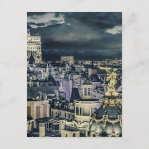 Madrid City Night Scene Aerial View Postkarte