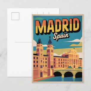 Madrid City spain Vintage Reise Souvenirs, Geschen Postkarte