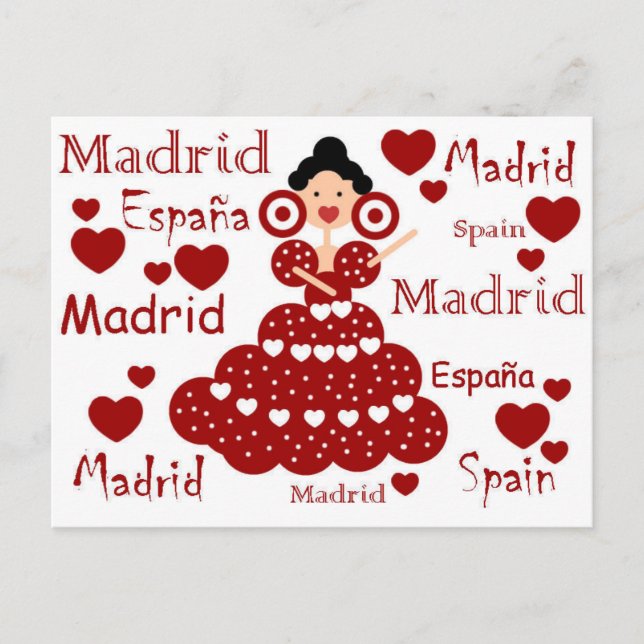 Madrid España muñeca flamenca Postkarte (Vorderseite)