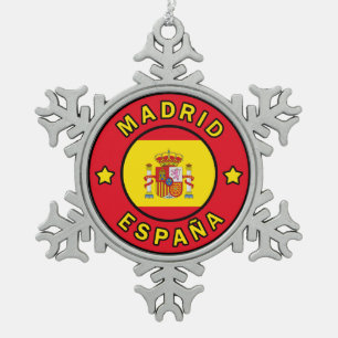 Madrid España Schneeflocken Zinn-Ornament