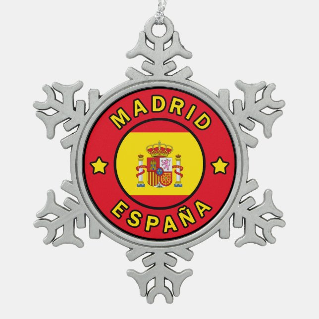 Madrid España Schneeflocken Zinn-Ornament (Vorderseite)