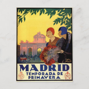 Madrid Frühlingsaison - Vintage-Kunstplakat Postkarte
