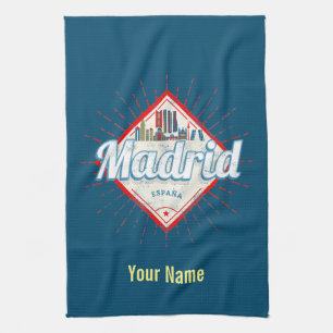 Madrid Hauptstadt Spanien Retro-Silhouette Vintage Geschirrtuch