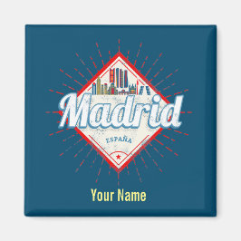 Madrid Hauptstadt Spanien Retro Skyline Vintag Magnet