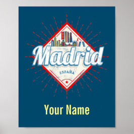 Madrid Hauptstadt Spanien Retro Skyline Vintag Poster