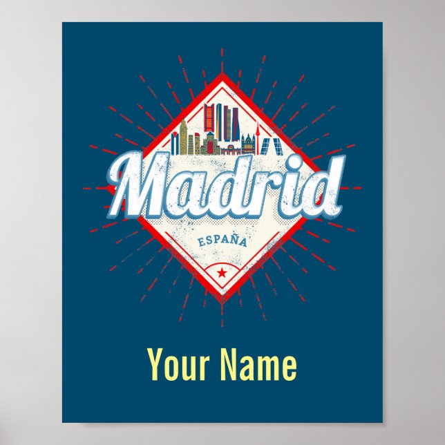 Madrid Hauptstadt Spanien Retro Skyline Vintag Poster (Vorne)