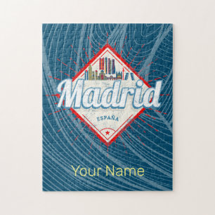 Madrid Hauptstadt Spanien Retro Skyline Vintag Puzzle