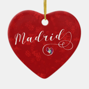 Madrid Herz, Weihnachtsbaum Ornament, Spanien Keramikornament