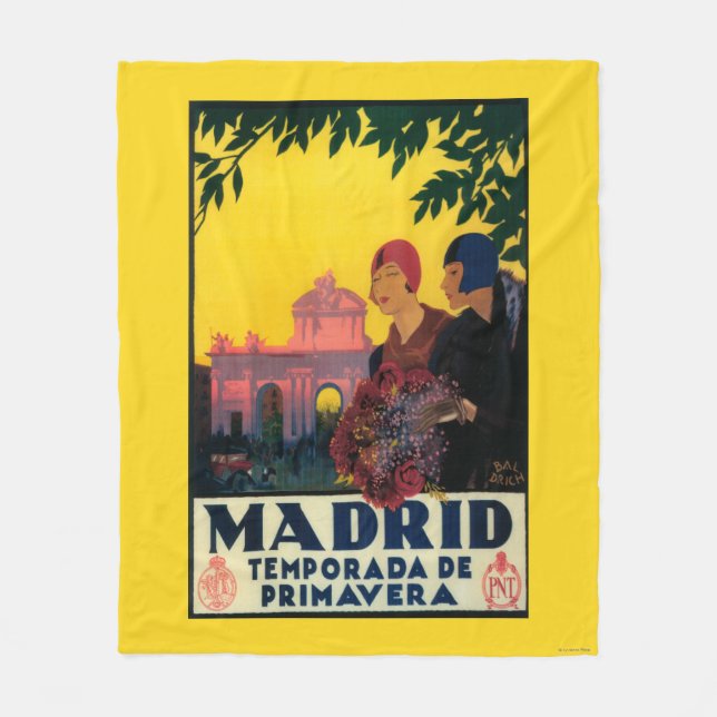 Madrid im Frühjahr-Reise-fördernden Plakat Fleecedecke (Vorderseite)