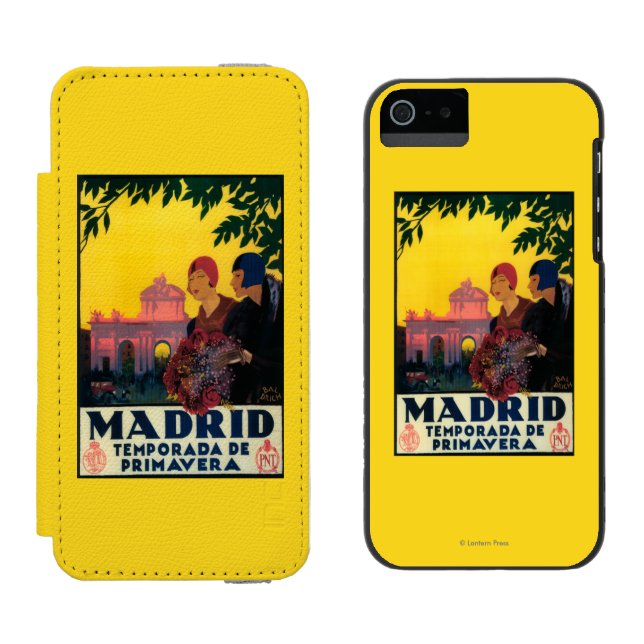 Madrid im Frühjahr-Reise-fördernden Plakat Incipio iPhone Geldbeutel-Hülle (Seite an Seite)