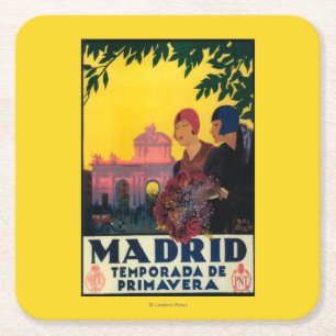 Madrid im Frühjahr-Reise-fördernden Plakat Rechteckiger Pappuntersetzer