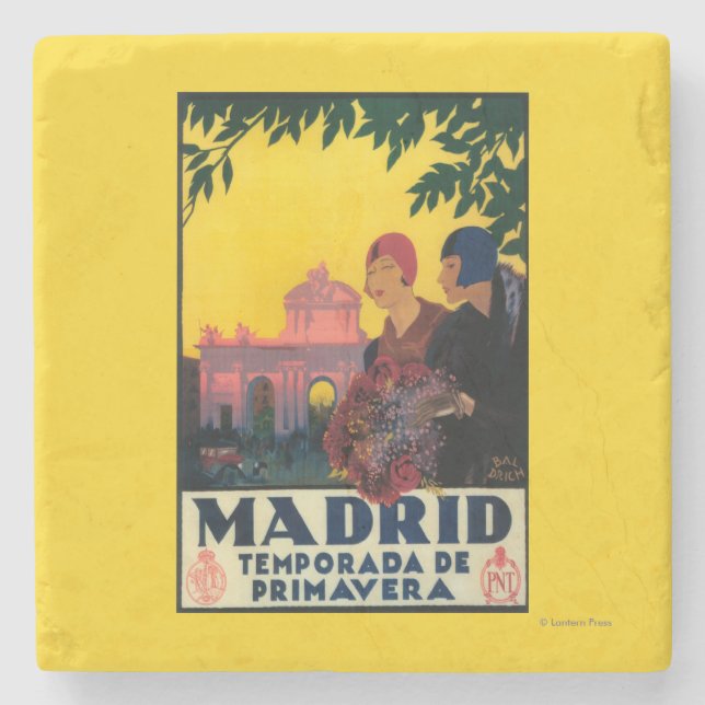Madrid im Frühjahr-Reise-fördernden Plakat Steinuntersetzer (Vorderseite)