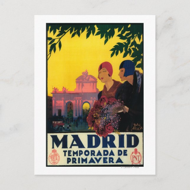 Madrid im Frühling Reise-Werbeplakat Postkarte (Vorderseite)