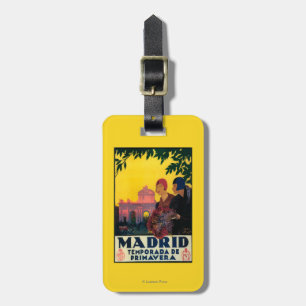 Madrid im Frühling Werbeplakat für Reisen Gepäckanhänger