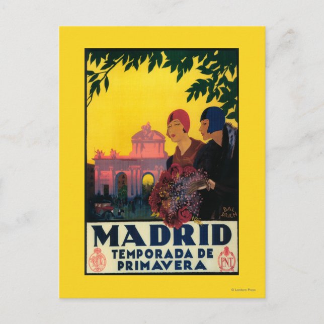 Madrid in Springtime Travel Promotional Poster Postkarte (Vorderseite)