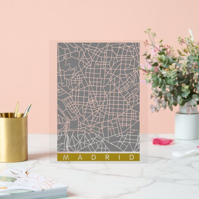Madrid Karte Acrylschild (Hochzeit)