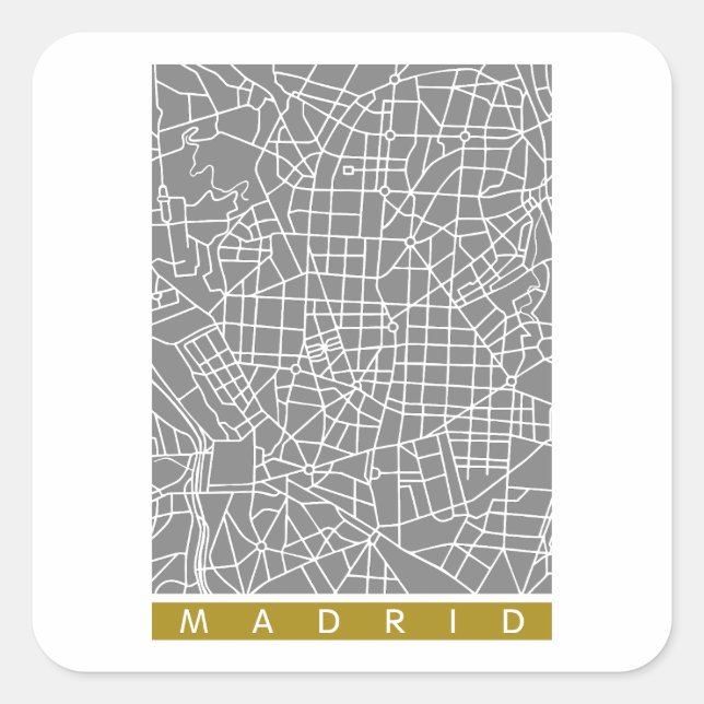 Madrid Karte Quadratischer Aufkleber (Vorderseite)