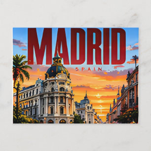 🌞 Madrid Moderne Skyline Stadt Stil 🌞 Postkarte