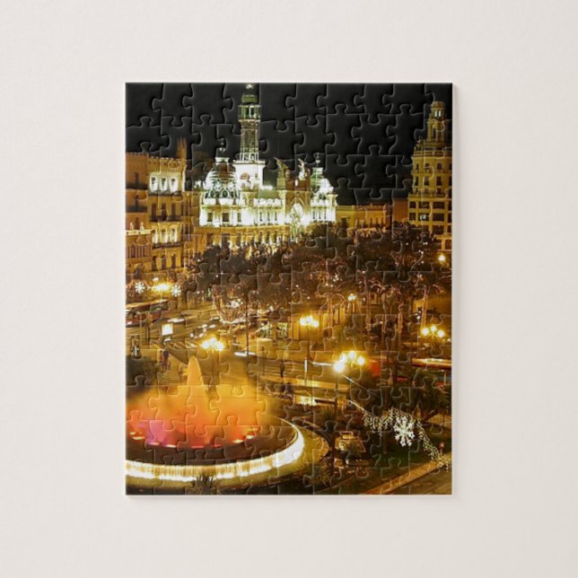 Madrid Night Skyline Puzzle (Vertikal)