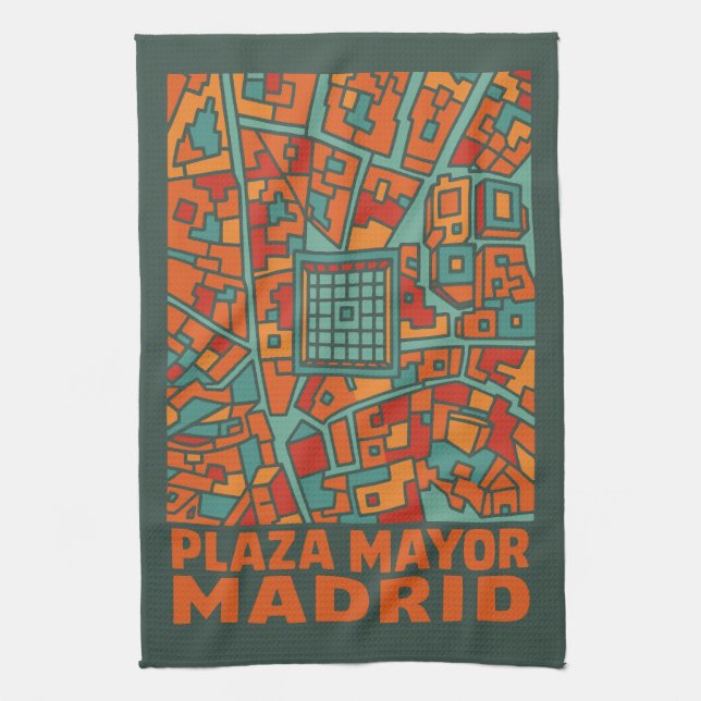 Madrid Plaza Mayor Geschirrtuch (Vertikal)