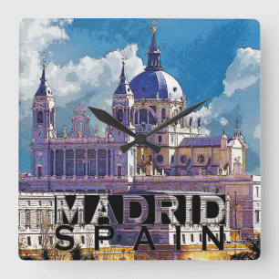 Madrid Quadratische Wanduhr