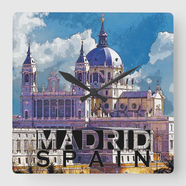 Madrid Quadratische Wanduhr (Vorderseite)