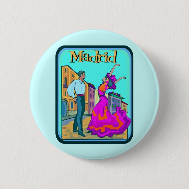 Madrid-Reise-Plakat Button (Vorderseite)