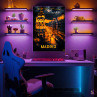 Madrid Skyline - Monchrome Holzkohle Kunst - Urban