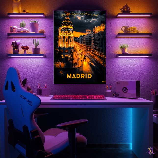 Madrid Skyline - Monchrome Holzkohle Kunst - Urban Poster (Von Creator hochgeladen)