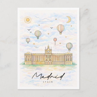 Madrid Skyline Watercolor | Spain Travel Feiertagspostkarte