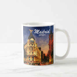 Madrid Spain Gran Via Night Watercolor Cityscape Kaffeetasse