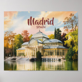 Madrid Spain Palacio de Cristal Watercolor Travel Poster