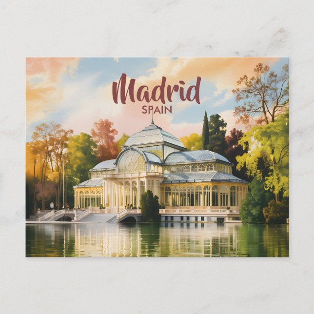 Madrid Spain Palacio de Cristal Watercolor Travel Postkarte (Vorderseite)