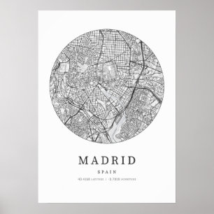 Madrid Spain Street Layout Karte Poster