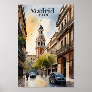 Madrid Spanien Aquarellbilder Reisen Poster