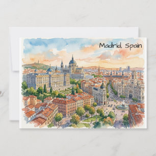 Madrid Spanien Architektur Aquarellmalerei Karte