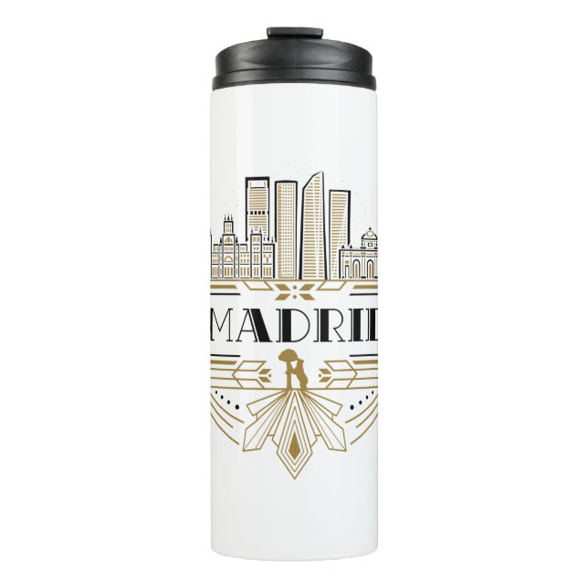 Madrid Spanien Art Deco Souvenir Thermosbecher (Vorderseite)