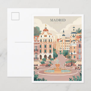 Madrid Spanien Art Vintage Reisen Illustration Postkarte
