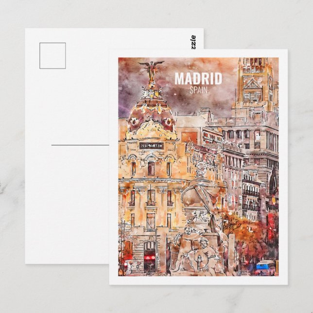 Madrid Spanien Berühmter Reisemarkt Postkarte (Vorne/Hinten)