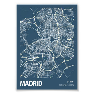 Madrid - Spanien Blueprint City Map Fotodruck