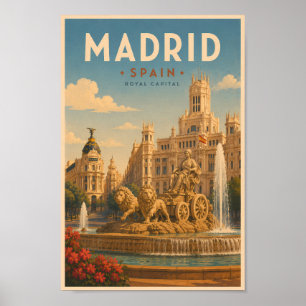 Madrid Spanien Cibeles-Brunnen Illustration Reise Poster