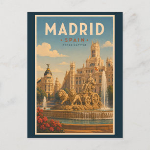 Madrid Spanien Cibeles-Brunnen Illustration Reise Postkarte