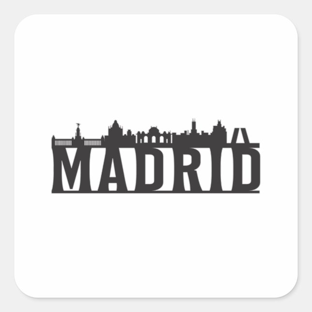 Madrid Spanien City Skyline Stadtrundgang Geschenk Quadratischer Aufkleber (Vorderseite)