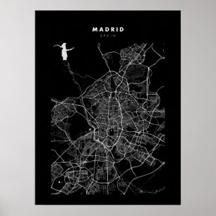 Madrid - Spanien Dark City Map Poster