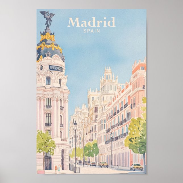 Madrid Spanien Gouache Paint Illustration Travel Poster (Vorne)