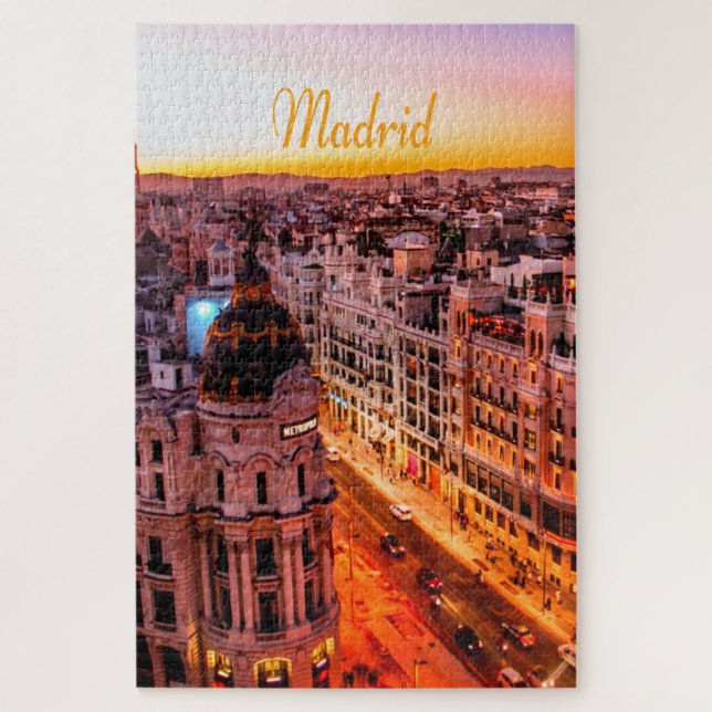 Madrid Spanien Hauptstadt Skyline Puzzle (Vertikal)
